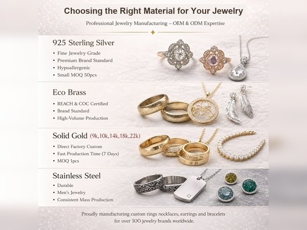 AIU Jewelry Materials & Material Selection Guide | 925 Sterling Silver, Solid Gold, Eco Brass, 316L Stainless Steel