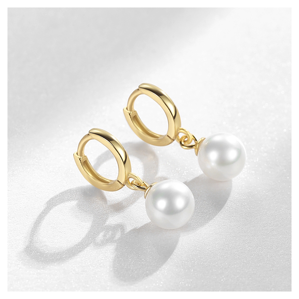 Manufacture shell bead natural freshwater pearl charm hoop earrings 14k 18k gold vermeil jewelry