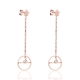 Manufacturer fashion women stud earring shiny cubic zirconia link chain long hanging earrings rose gold