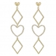 Fashion ladies jewelry real 14k 18k gold plated hollow geometric design cubic zirconia heart earrings
