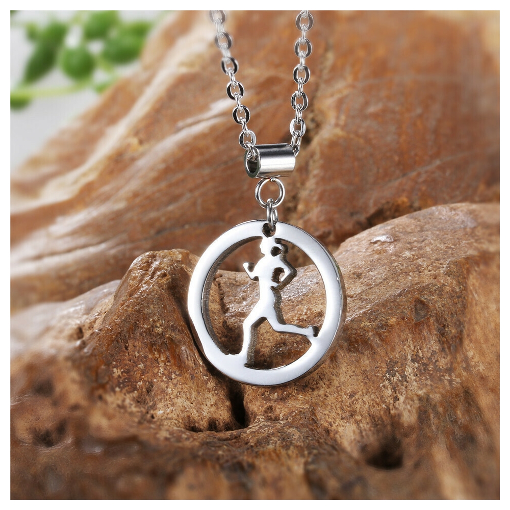 High quality jewelry 925 sterling silver circle marathon running women pendant necklace jewelry for runner