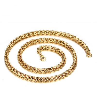 Wholesale fashion hip hop jewelry simple design real 14k 18 carat gold plated necklace for men