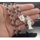 Manufacture 925 sterling silver black onyx bead catholic holy death mary virgin cross rosary necklace