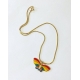 Manufacture long chain pendant necklace rainbow cubic zirconia small multicolored butterfly necklace