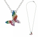 Manufacture long chain pendant necklace rainbow cubic zirconia small multicolored butterfly necklace