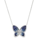 Manufacture 925 sterling silver women jewelry gemstone cubic zirconia blue butterfly necklace