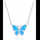 Manufacture 925 sterling silver women jewelry gemstone cubic zirconia blue butterfly necklace