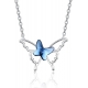 Manufacture 925 sterling silver women jewelry gemstone cubic zirconia blue butterfly necklace