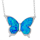 Manufacture 925 sterling silver women jewelry gemstone cubic zirconia blue butterfly necklace
