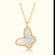 Manufacturer popular long chain pendant necklace women rose gold plated twist mother of pearl butterfly necklace