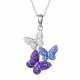 Manufacture women jewelry real 18k gold plated cubic zirconia rainbow gemstone colorful butterfly necklace