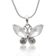 Fashion women jewelry real 18k gold plated pendant necklace cubic zirconia crystal butterfly necklace clear