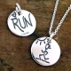 High quality jewelry 925 sterling silver circle marathon running women pendant necklace jewelry for runner