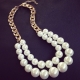 Fashion women jewelry real 18K gold plated natural freshwater pearl shell bead double pearl necklace