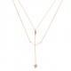 Wholesale women jewelry cubic zirconia real gold plated layer double chain with bow arrow necklace