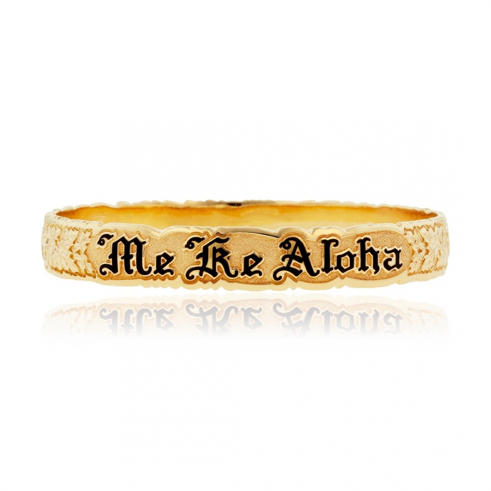 Fashion jewelry real 14k 18k gold plated engraved band custom name personalized hawaiian bangle