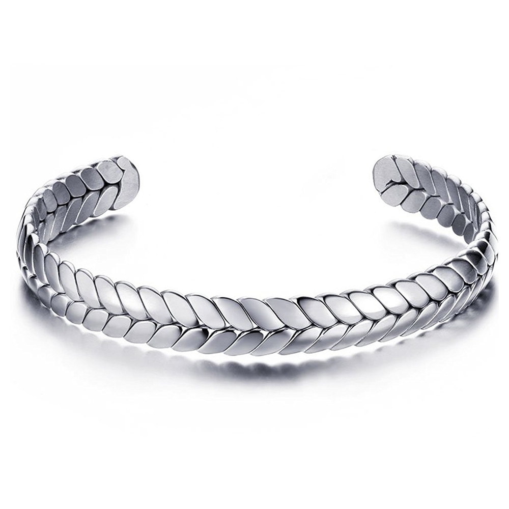 Manufacture open adjustable cuff bracelet bangle wide band high quality 316 steel stainless bangle wheat