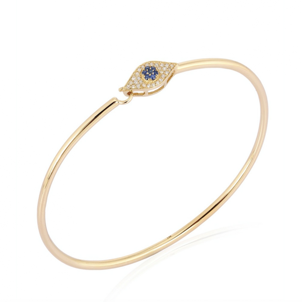 Women jewelry devil closure bangle high quality 14k 18k gold plated cubic zirconia evil eye bangle