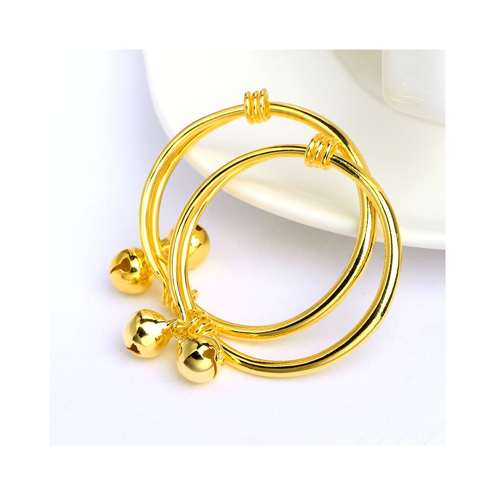 Manufacture bell bracelet bangle for baby children real 18k gold plated 925 sterling silver kid bangle