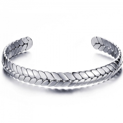 Manufacture open adjustable cuff bracelet bangle wide band high quality 316 steel stainless bangle wheat