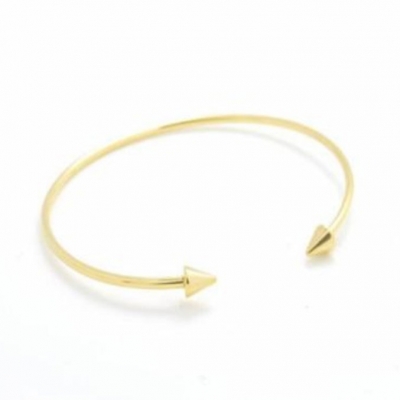 High quality simple design real gold plated jewelry delicate open adjustable arrow bangle women