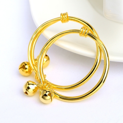 Manufacture bell bracelet bangle for baby children real 18k gold plated 925 sterling silver kid bangle