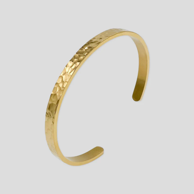 Manufacturer fashion jewelry open adjustable design cuff bangle 18k gold plated handmade hammered bangle