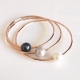 Real 18k gold plated handmade hammered fashion hawaiian shell bead natural freshwater pearl bracelet bangle