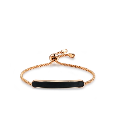 Enamel jewelry design rose gold plated bar charm bracelet box chain adjustable slide bangle bracelet