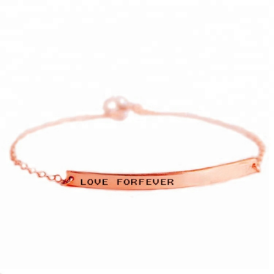 Custom personalized jewelry fashion rose gold plated engraved custom name letters bar charm bracelet