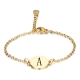 Manufacture fashion jewelry letter initial personalized small tag bracelet real 18k gold plated charm bracelet