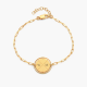 Wholesale fashion 18k gold plated jewelry custom paper clip chain round charm bracelet women