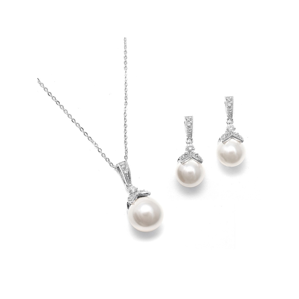 Custom necklace and earring jewelry set, pearl jewelry set for women