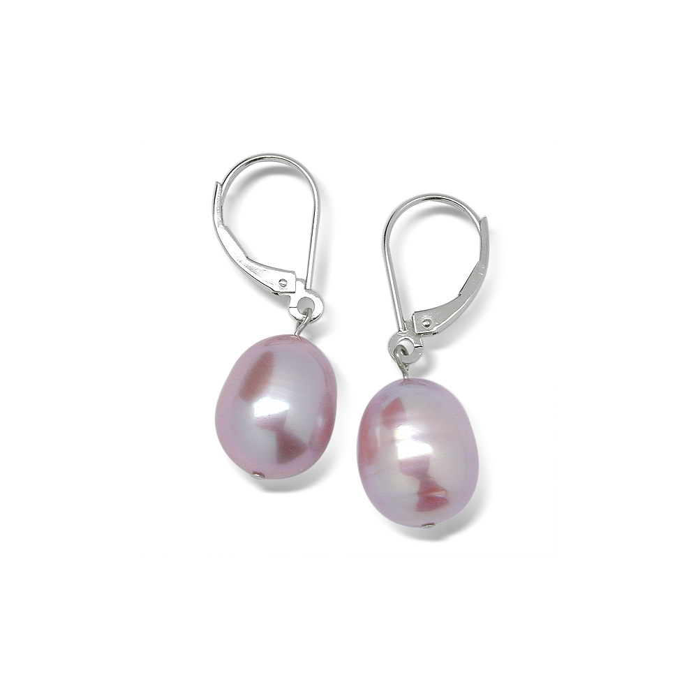 925 sterling Silver freshwater pearl earrings, natural purple pearl earrings