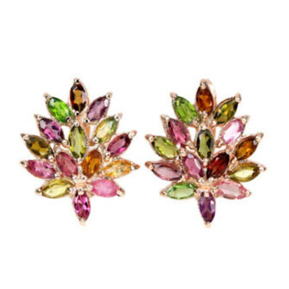 Rhinestone leaf earrings, vintage rhinestones stud earring for women