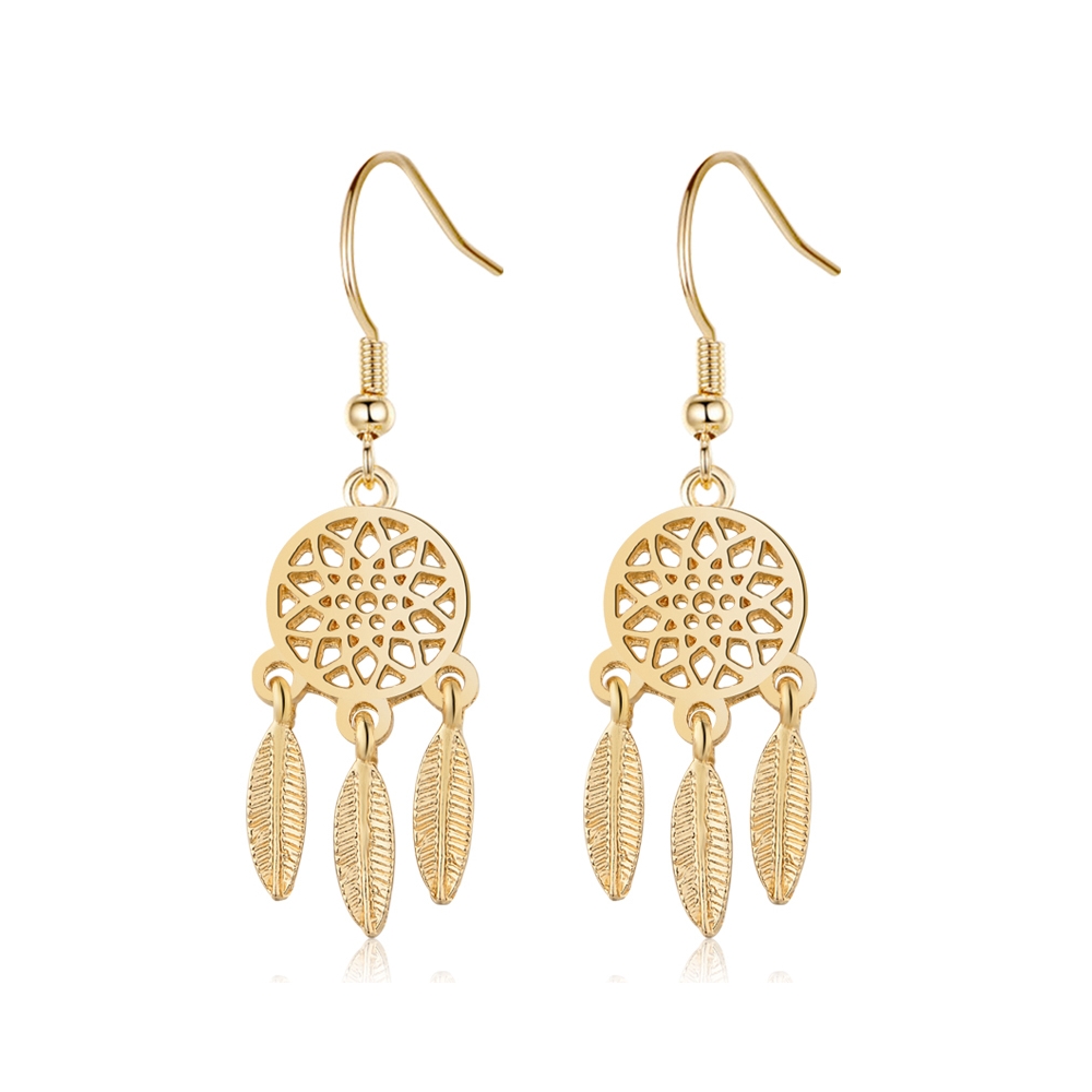 Stylish jewelry earrings, dreamcatcher drop earrings plated in rose gold