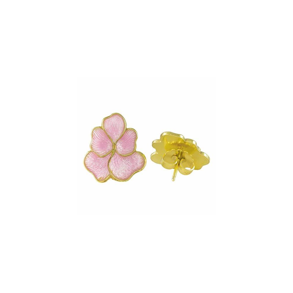 Custom enamel earrings with pink enamel flower studs for women