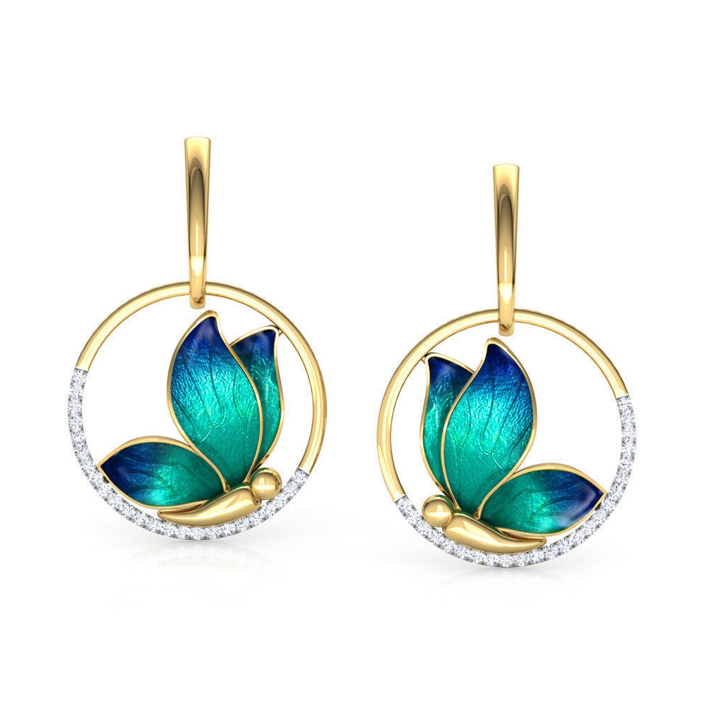 Gorgeous enamel butterfly earrings, gradient color enamel hoop butterfly earrings