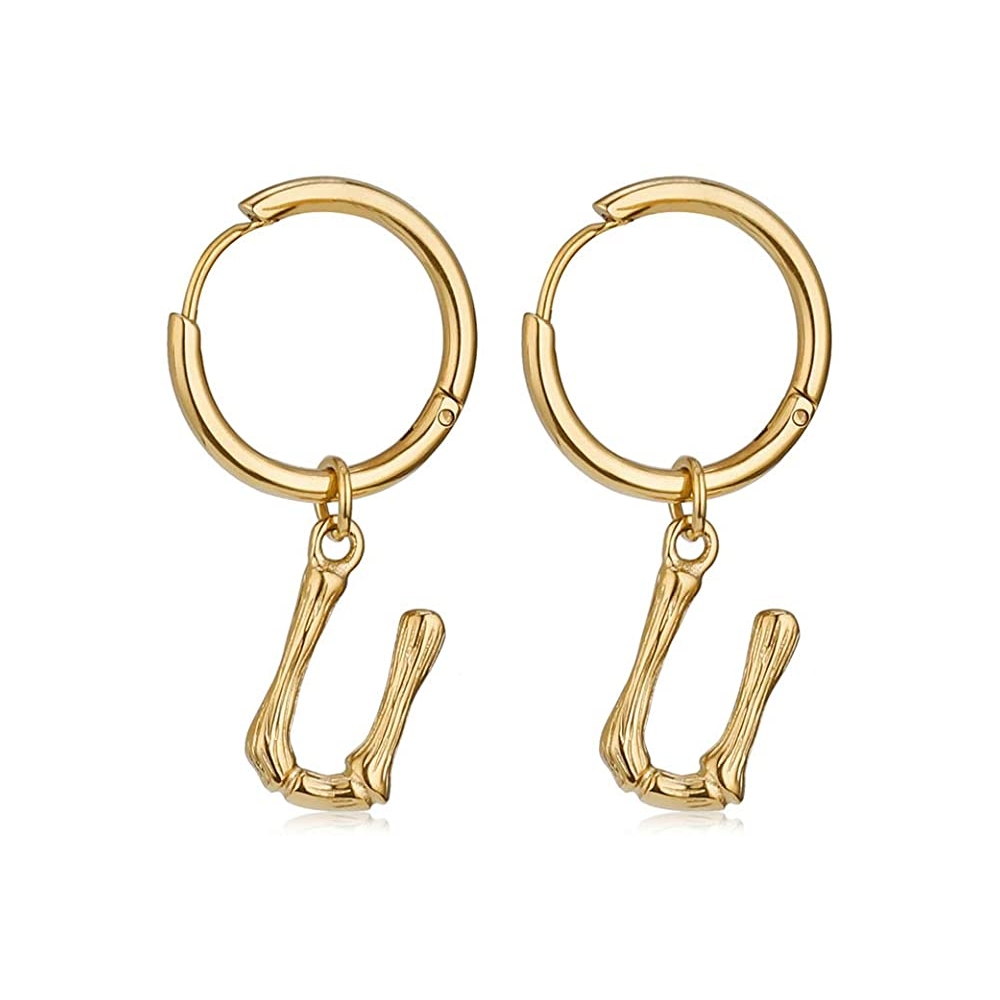 Custom fashion  bamboo letter earrings, personalized letter drop earrings