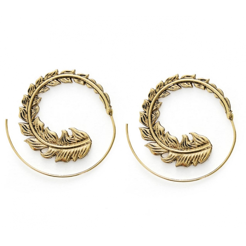 Gold plated vintage hoop earrings in brass,18K gold plated vintage hoop earrings