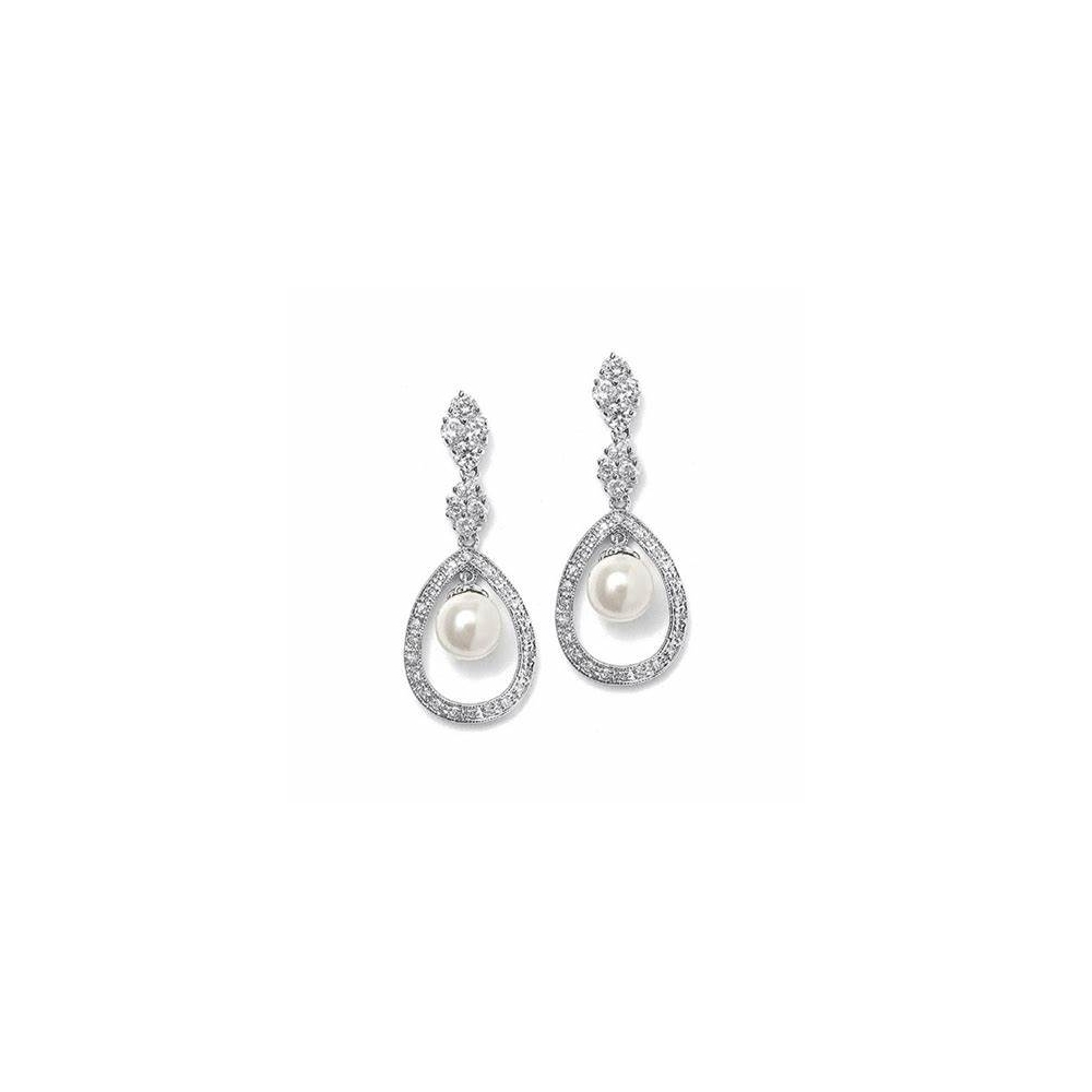 Custom gorgeous wedding earrings, bride Pearl Zircon earrings 925 silver
