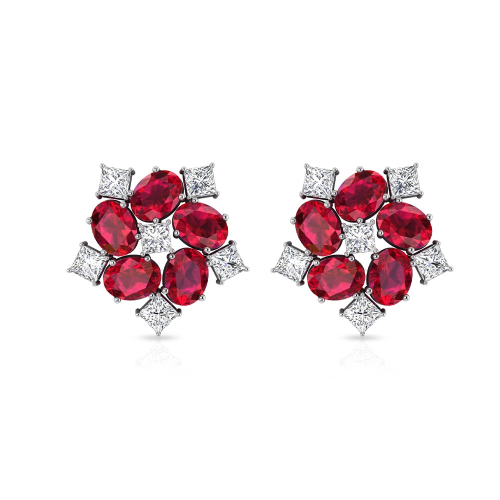 Custom gemstone stud earring ,925 sterling silver with ruby stud 