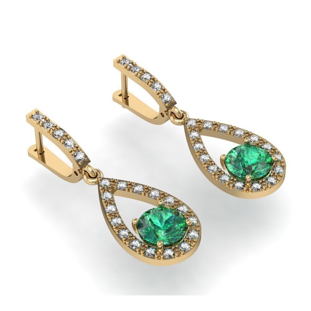 Retro green rhinestone earrings, Huggies chandelier earrings