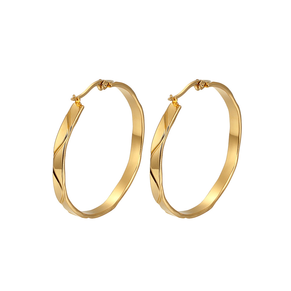 Women Jewelry Fashion Big Earrings Custom Gold Plated Stainless Steel Hoop Earring