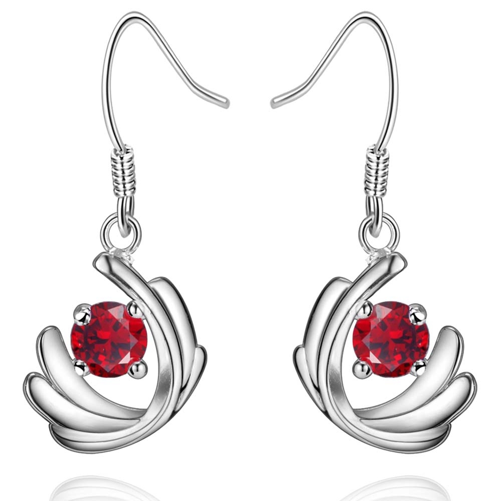 925 silver ruby earrings, high-grade swan earrings