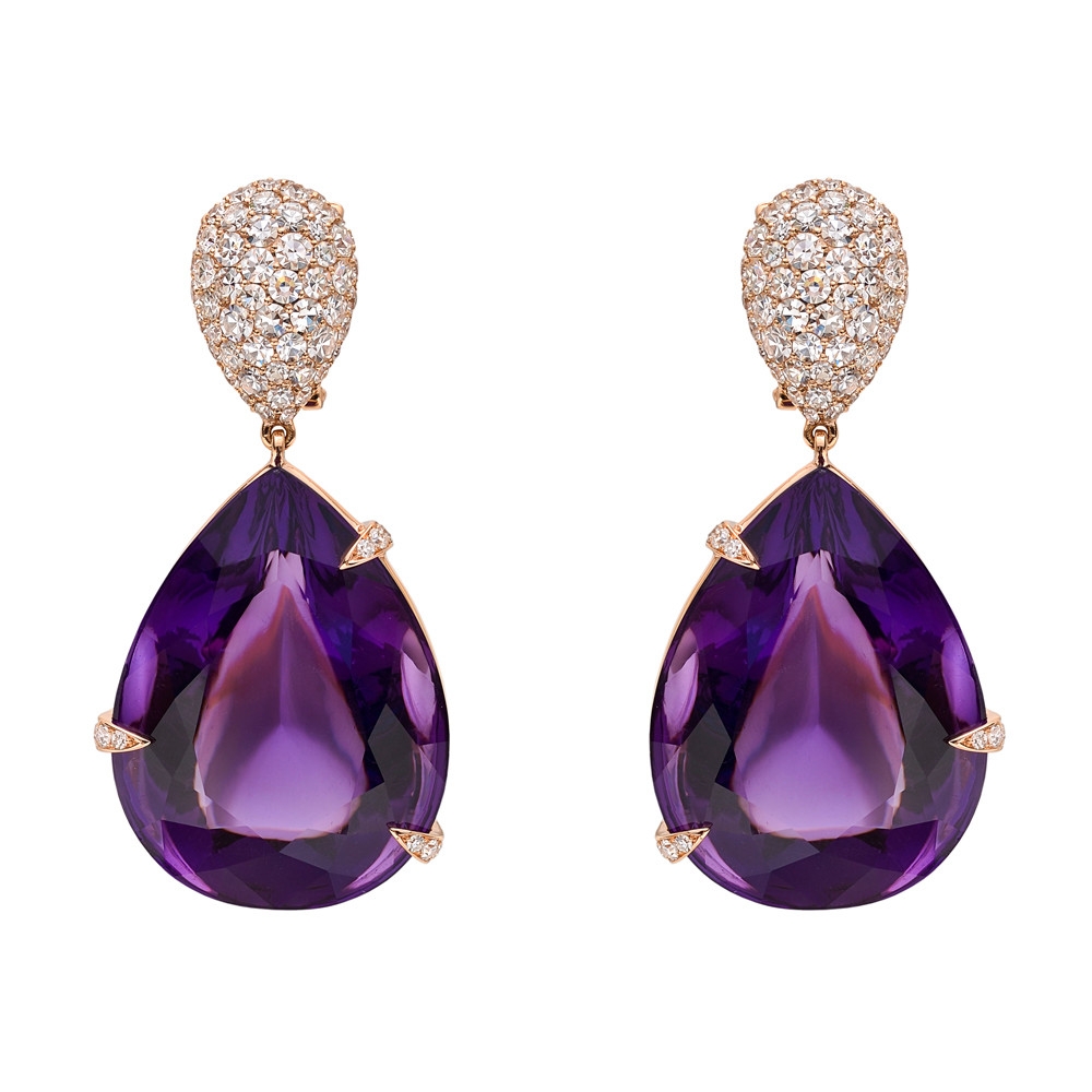 Amethyst Jewelry 925 Sterling Silver Earrings Women Cubic Zirconia Drops Earrings