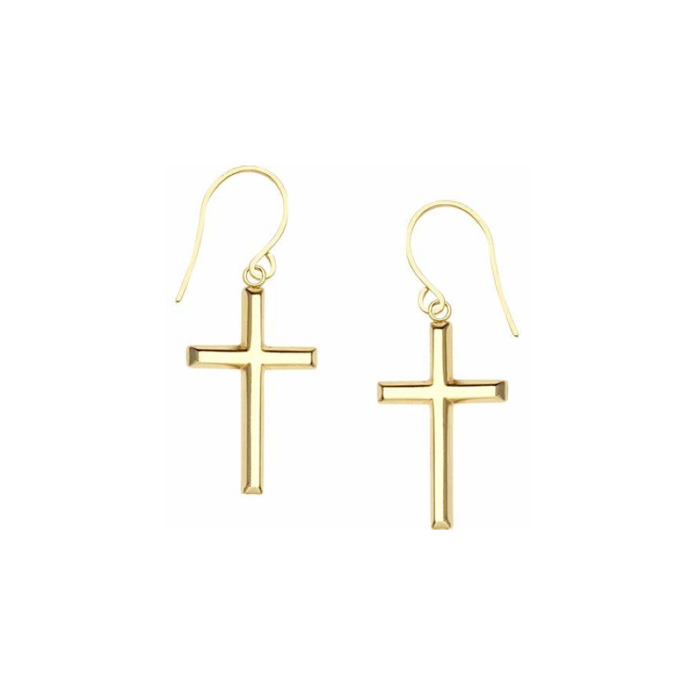 Fashion Gold Plated Jewellery cross earring  316 Stainless Steel hook cross earring 18K Gold