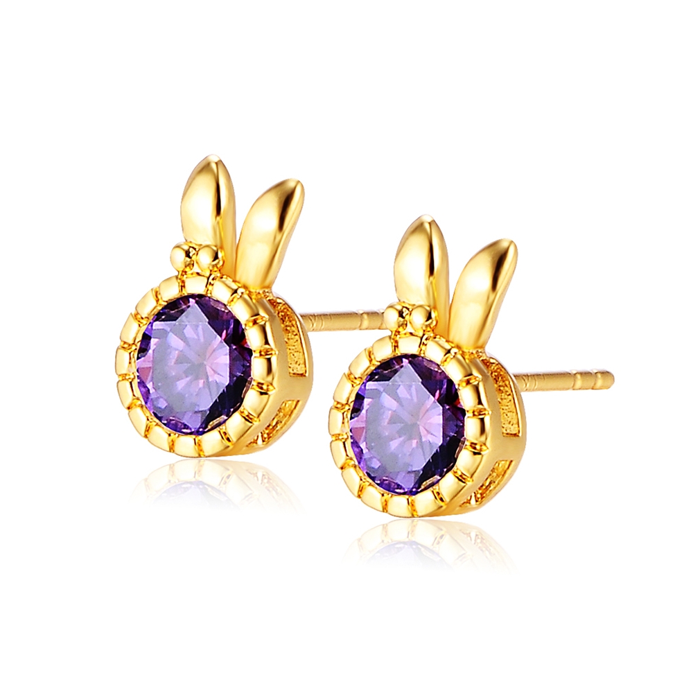 925 sterling silver Amethyst  robbit earring 