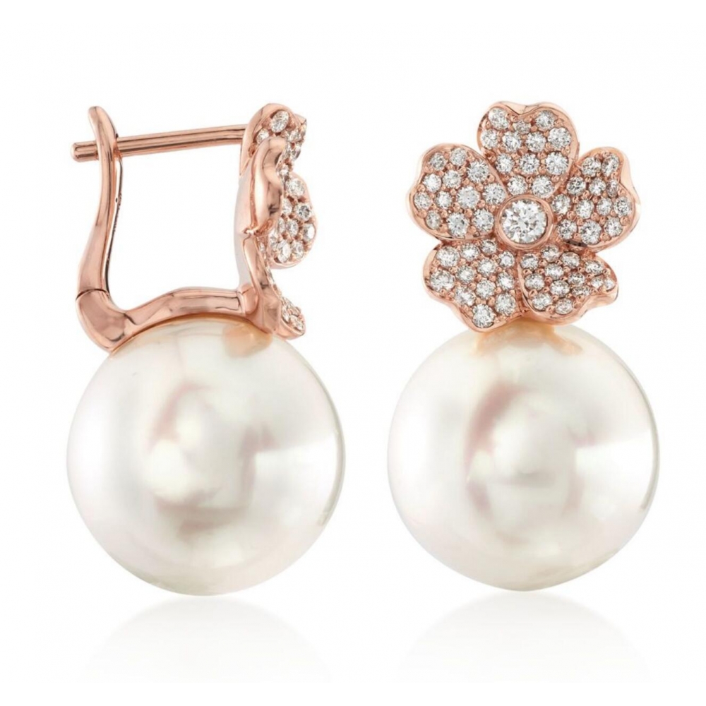 Delicate Shell Pearl Earrings, 925 Silver Flower Pearl Earrings