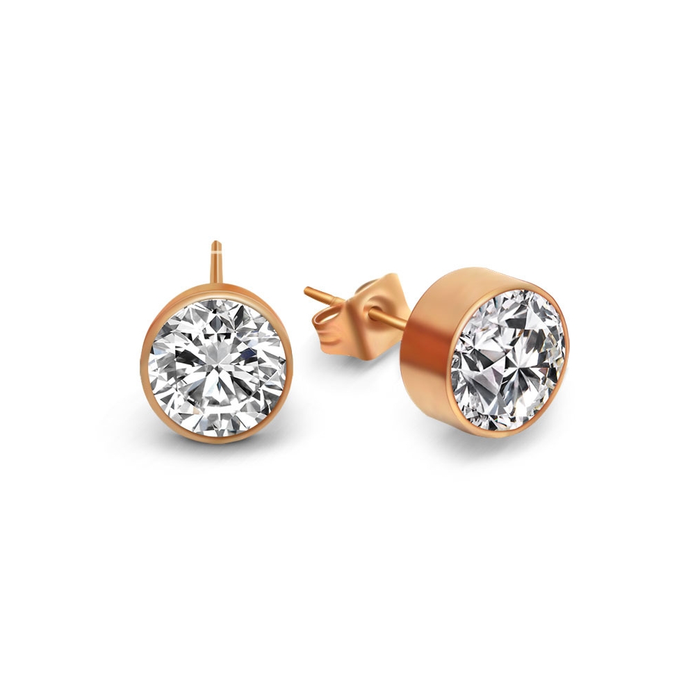 Fashion earrings stainless steel zircon earrings, rhodium plated earrings for men and women